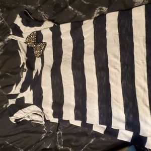 Navy blue and white bow tie shirt